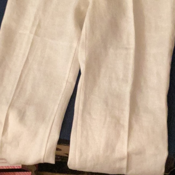 NWT LISBETH white elastic waist band flat front linen pants # S. - Picture 4 of 11